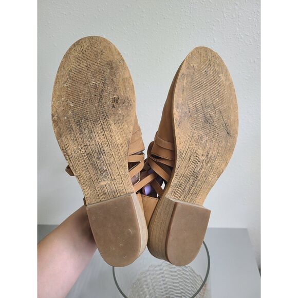 Coldwater‎ Creek Tan Brown Leather Ankle Boots US 10 Half Strappy Boho Bohemian - Picture 8 of 8